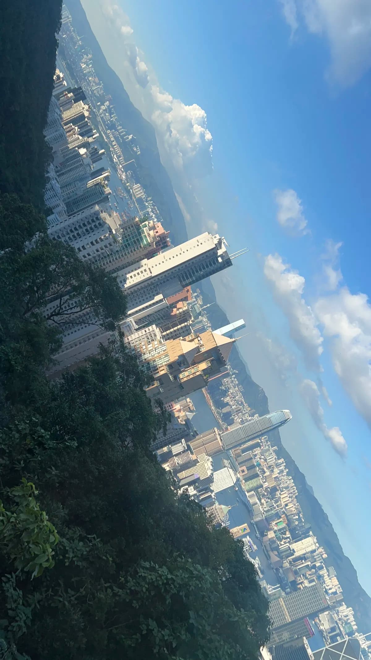 The steep climb of the Peak Tram