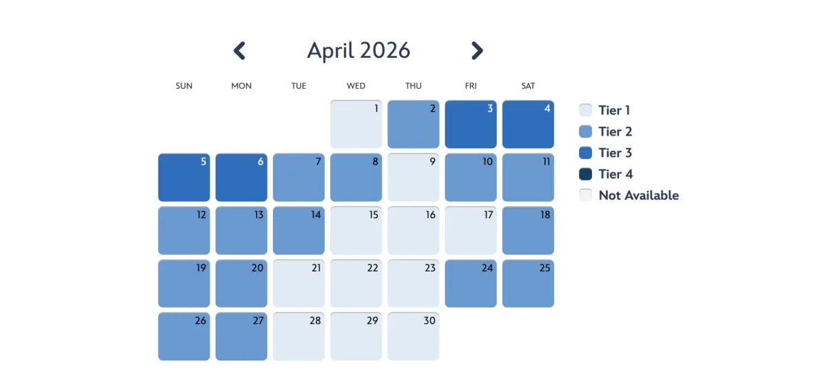 Hong Kong Disneyland ticket tier calendar