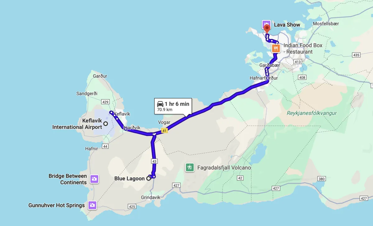 Route map for Day 1