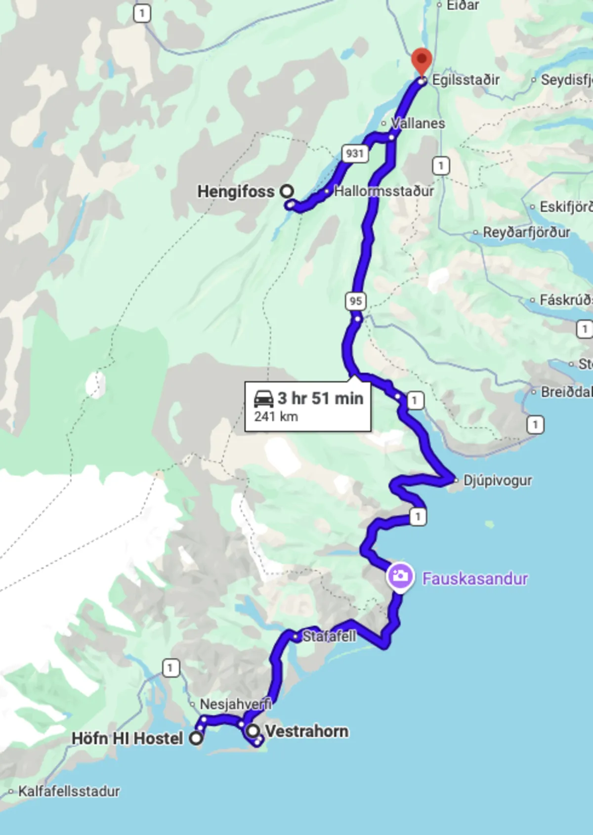 Route map for Day 5
