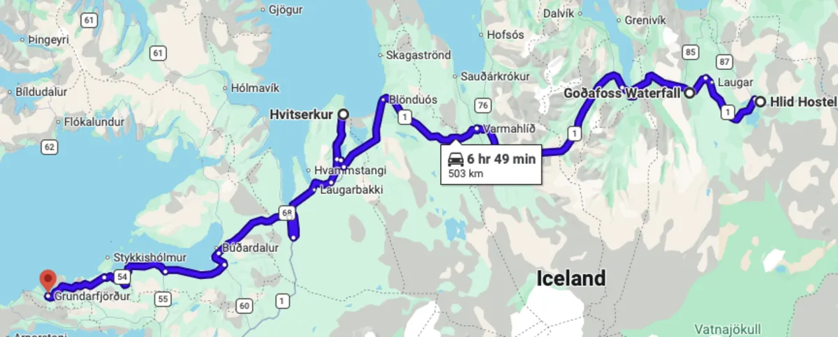 Route map for Day 7