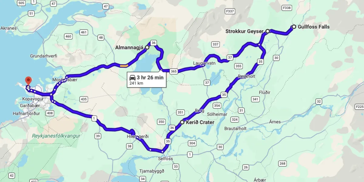 Route map for Day 9