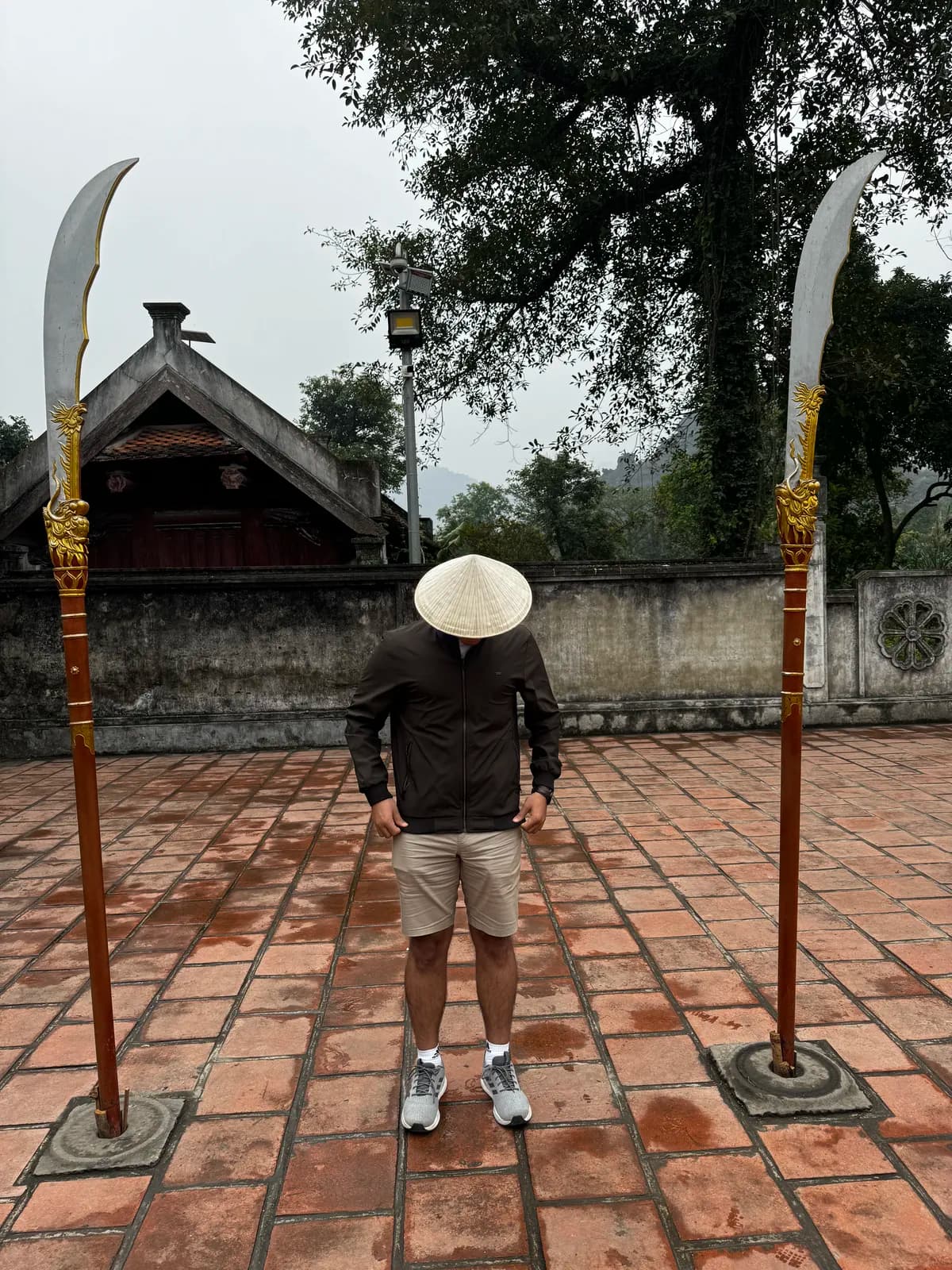 Me wearing Leaf Hat in Ninh Binh